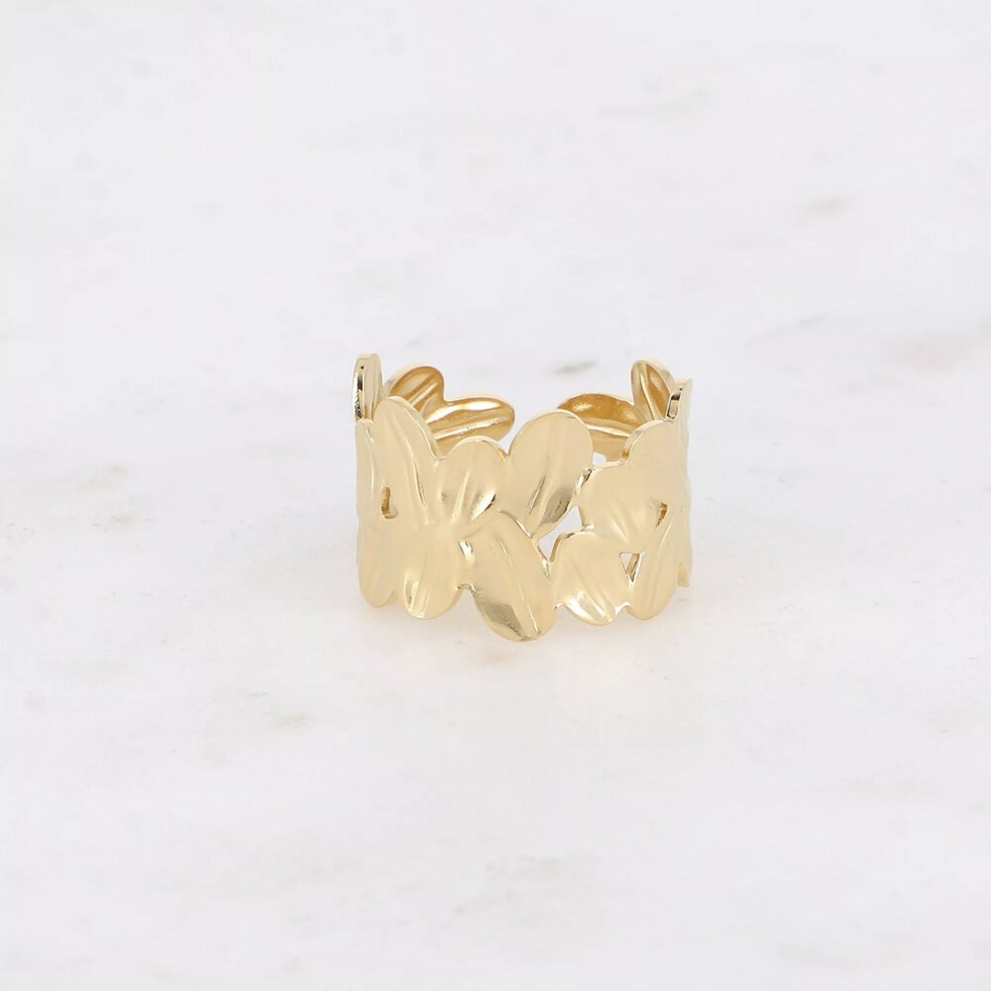 Bague motif floral texturée