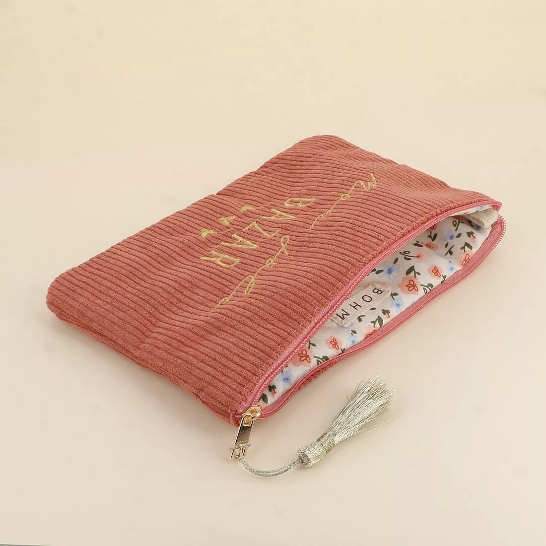 Pochette Terra Cotta velours "Mon joli bazar"