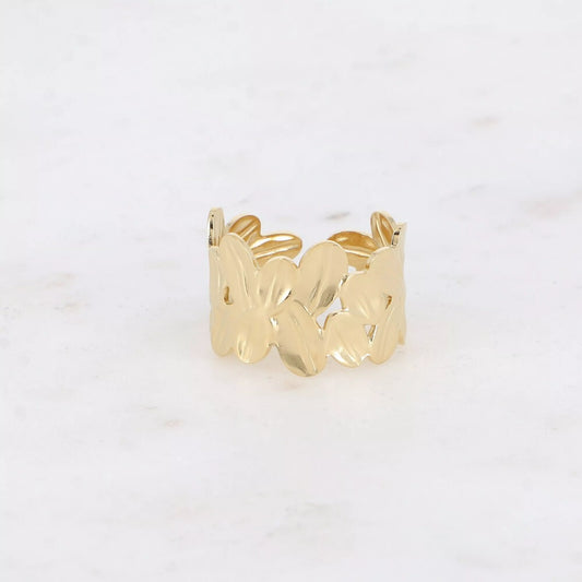 Bague motif floral texturée