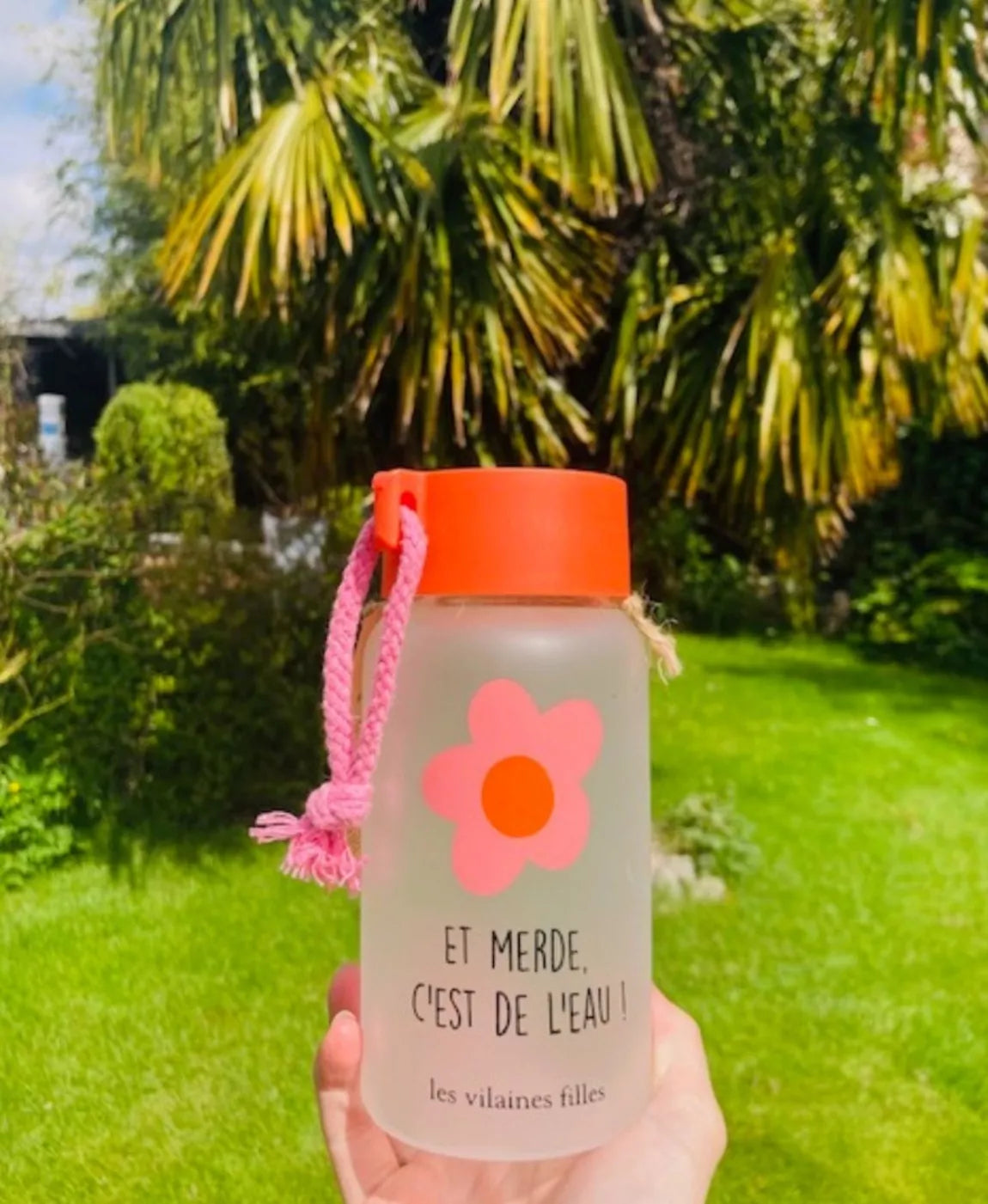 Gourde en verre "Et merde, c'est de l'eau"