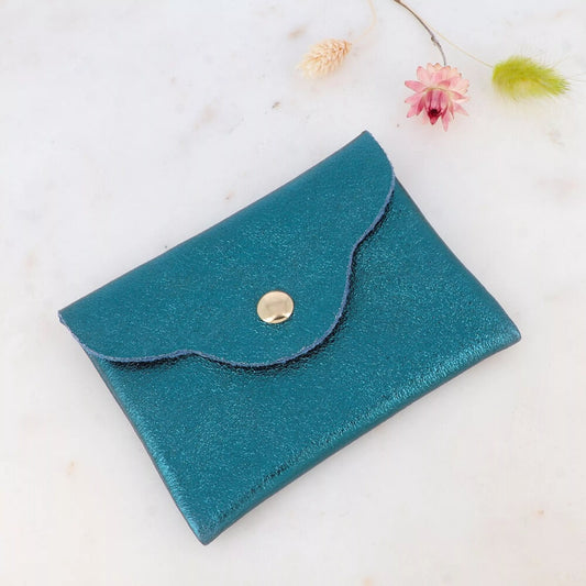 Porte carte en cuir irisé