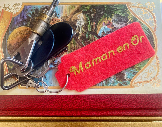 Porte-clef Maman en or